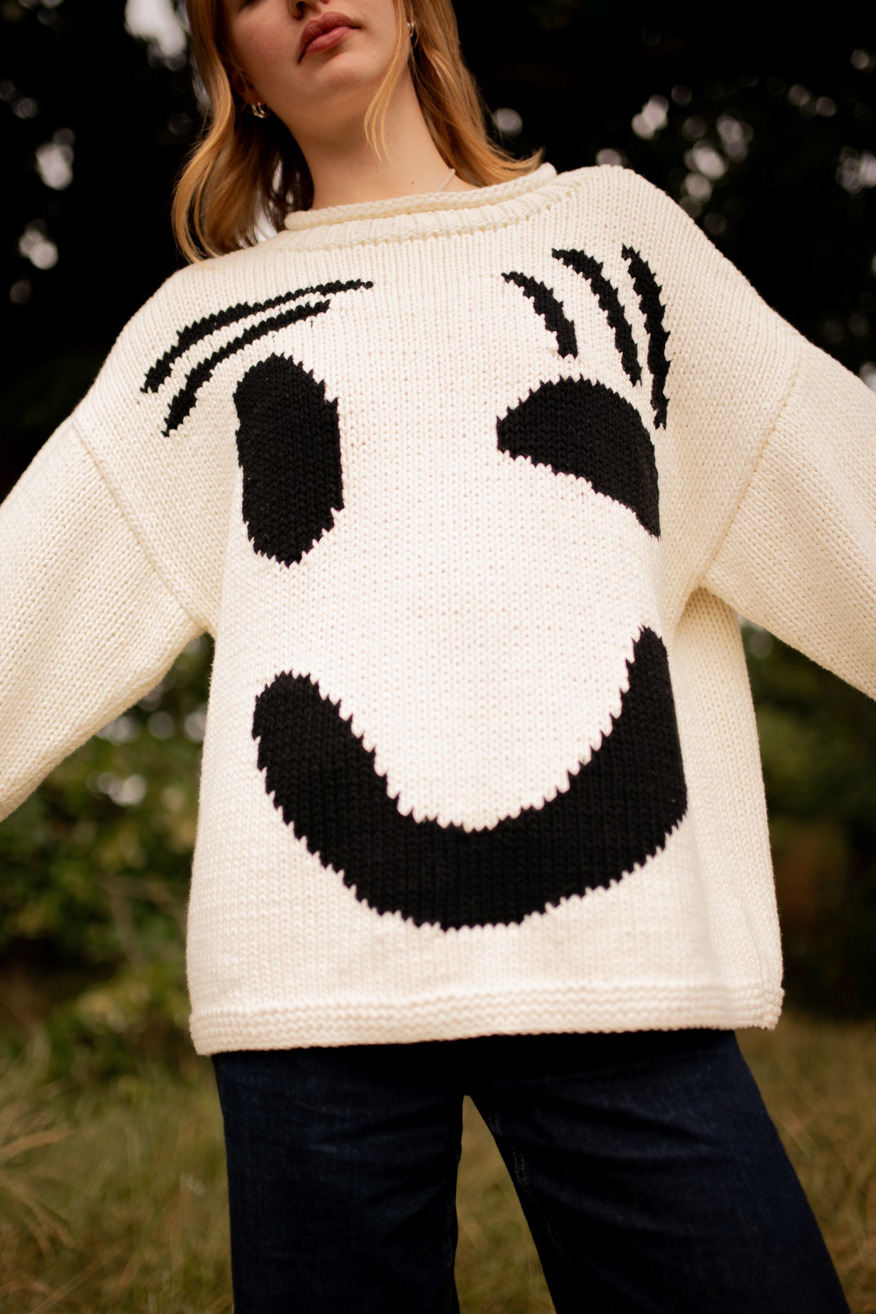 The FEEL GOOD Hand Knit Jumper - Monochrome