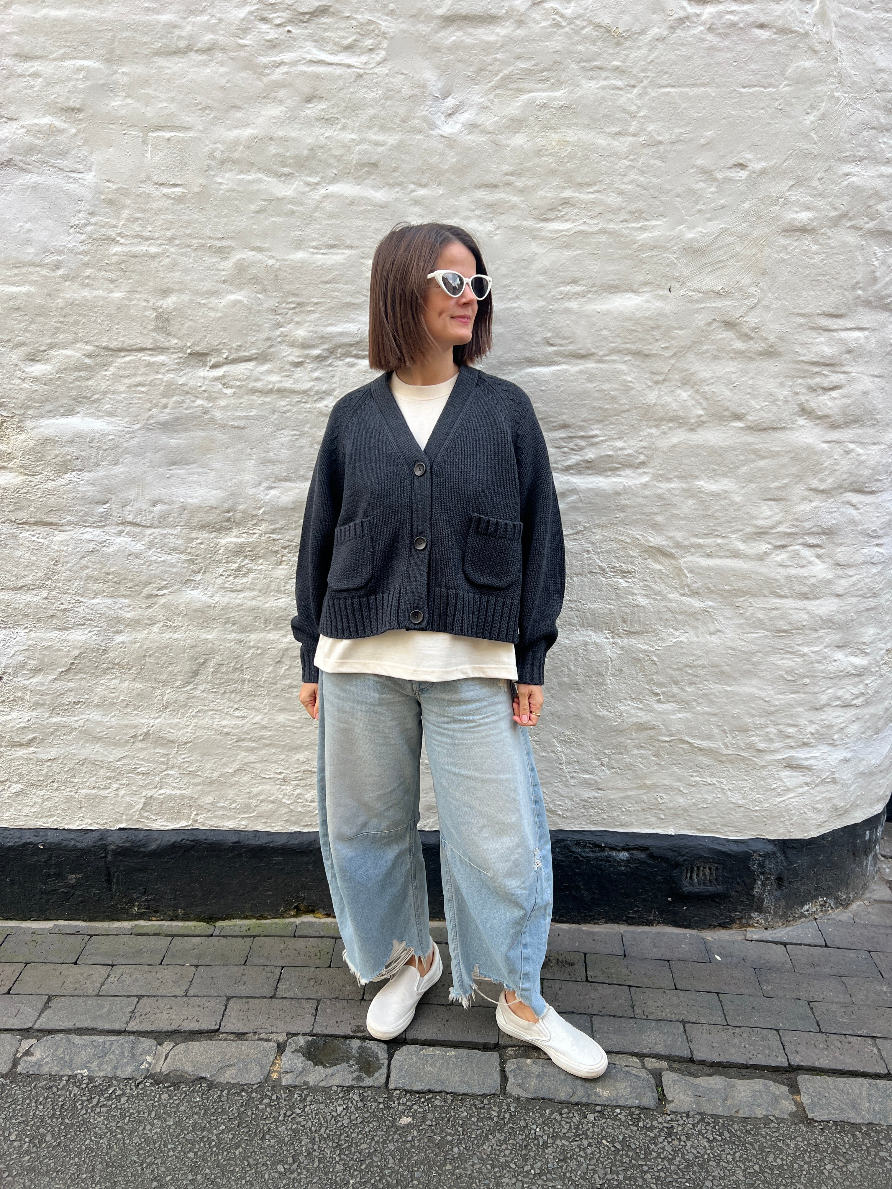 The Staple Cardigan Charcoal – The Slow Love - Main Image