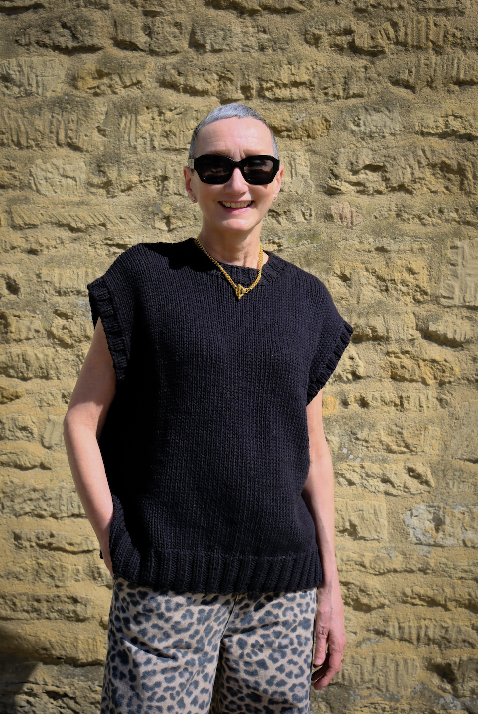 Plain Hand Knit Tank - Black