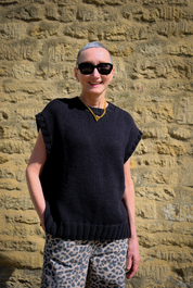 Plain Hand Knit Tank - Black