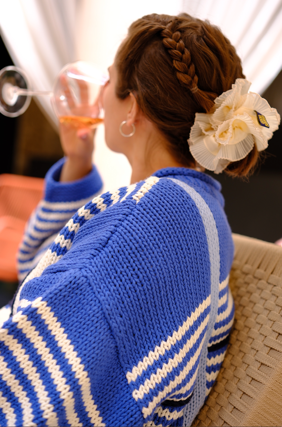 Checked Handknit Jumper - Blue