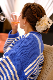 Checked Handknit Jumper - Blue