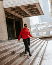 Extra Fine Merino Wool Turtle Neck Jumper - Picante Red