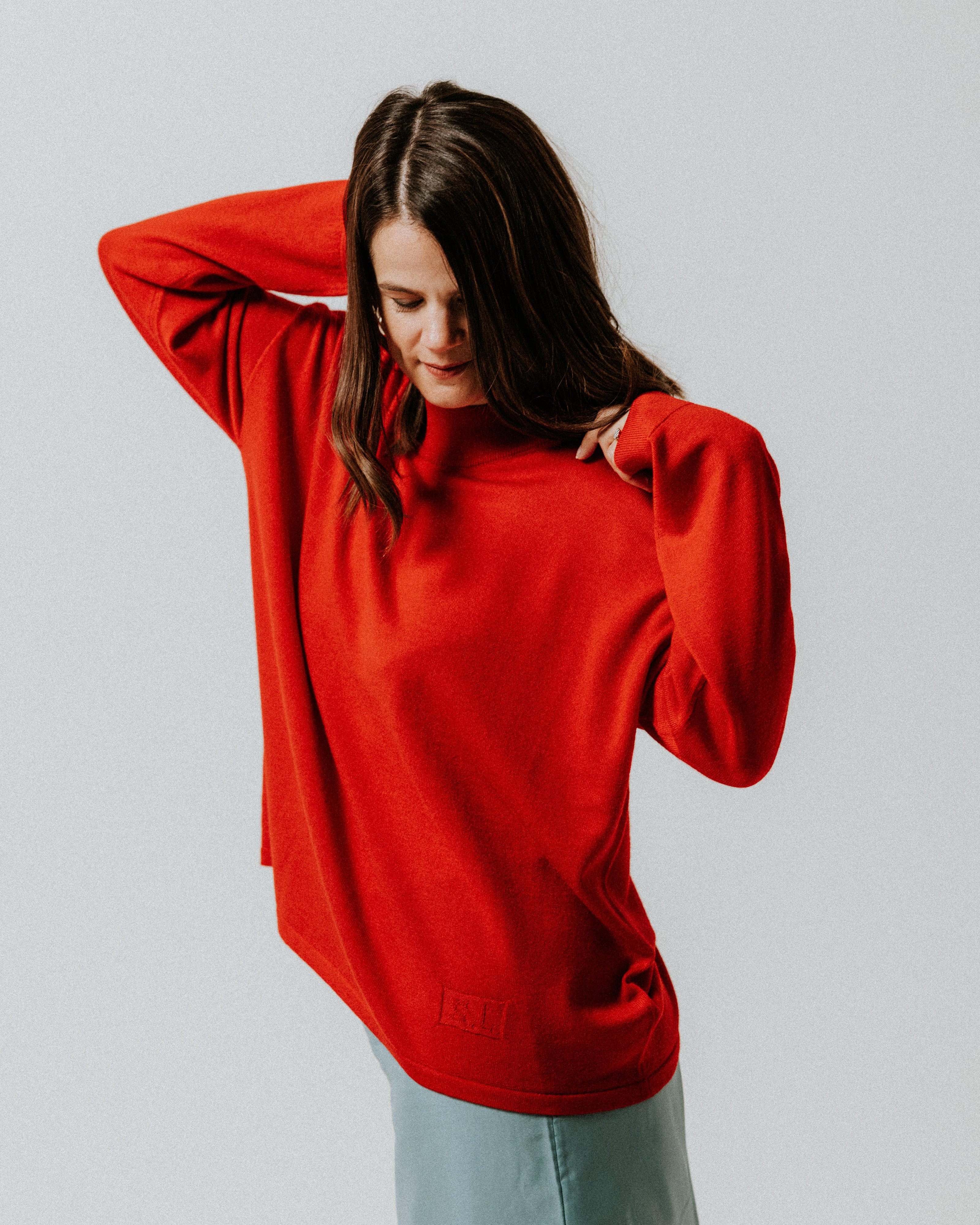 Extra Fine Merino Wool Turtle Neck Jumper - Picante Red