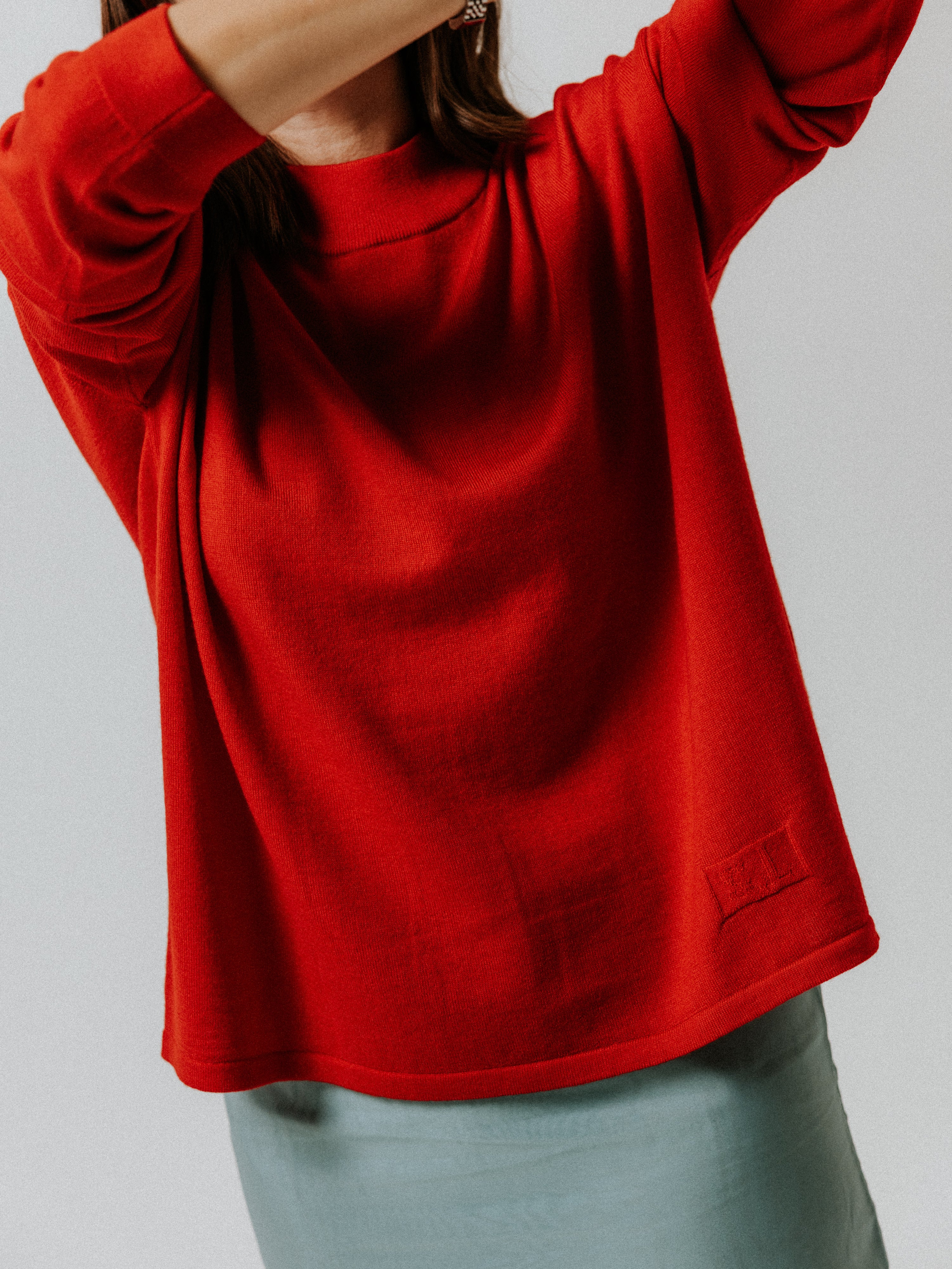 Extra Fine Merino Wool Turtle Neck Jumper - Picante Red