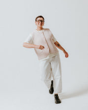 Fisherman Rib Wool Gilet - Mallow