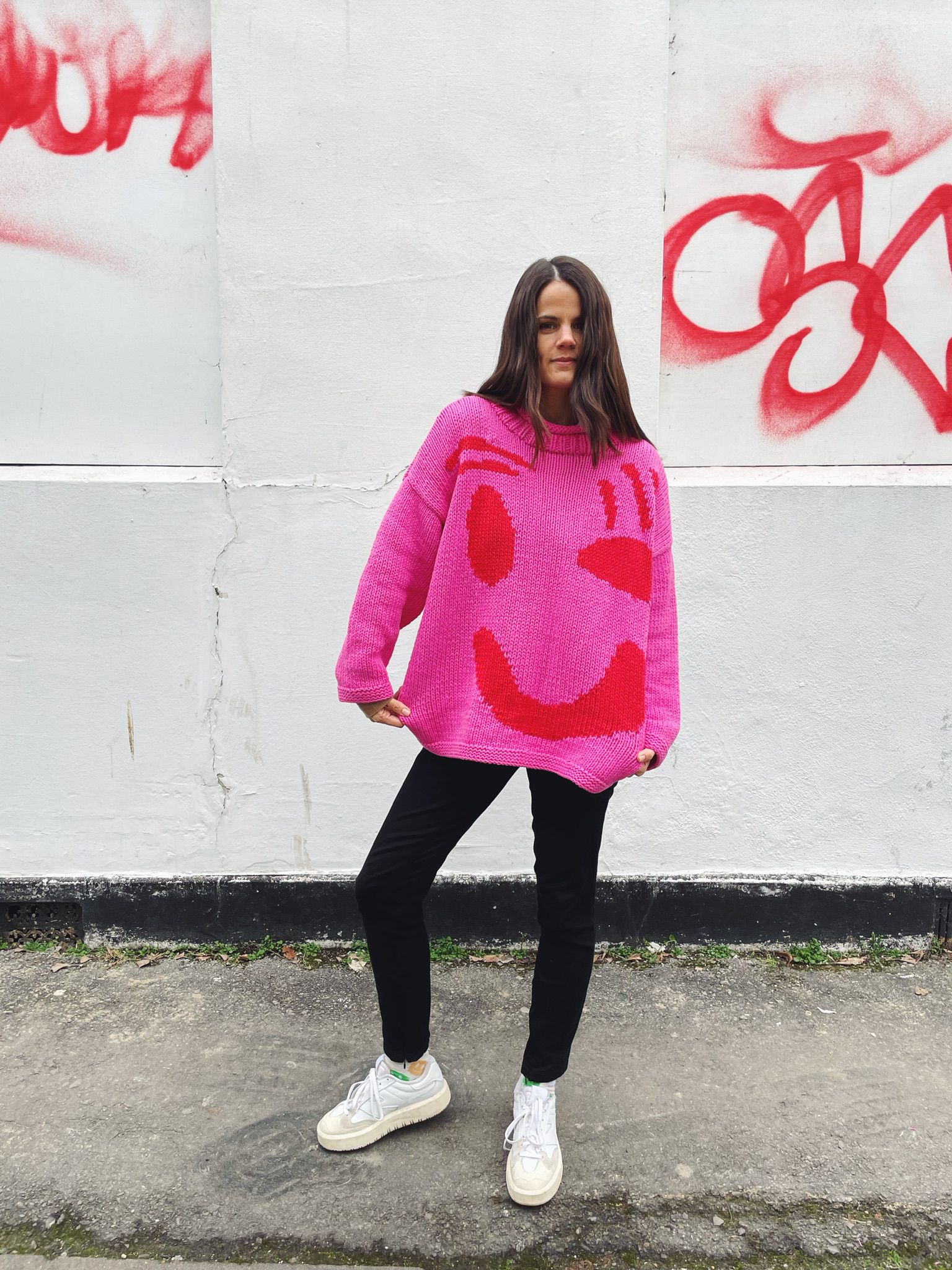 The FEEL GOOD Hand Knit Jumper Pink & Red