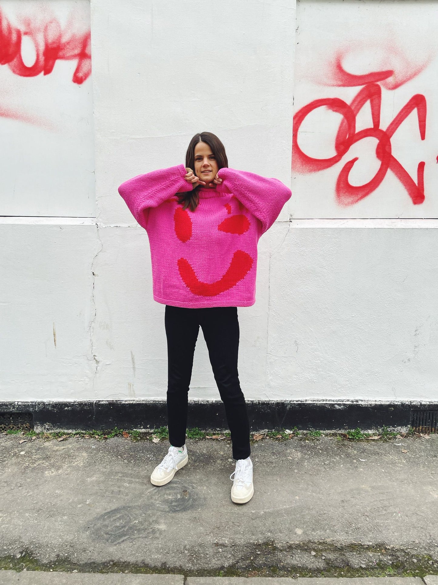 PRE-ORDER The FEEL GOOD Hand Knit Jumper Pink & Red