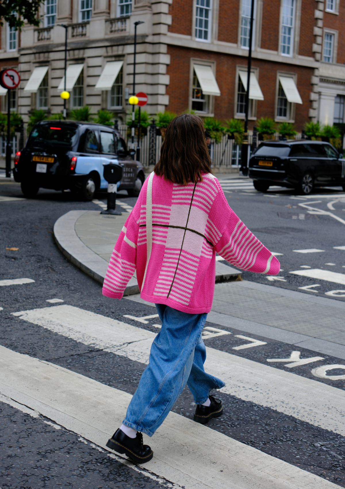 Checked Handknit Jumper - Pink