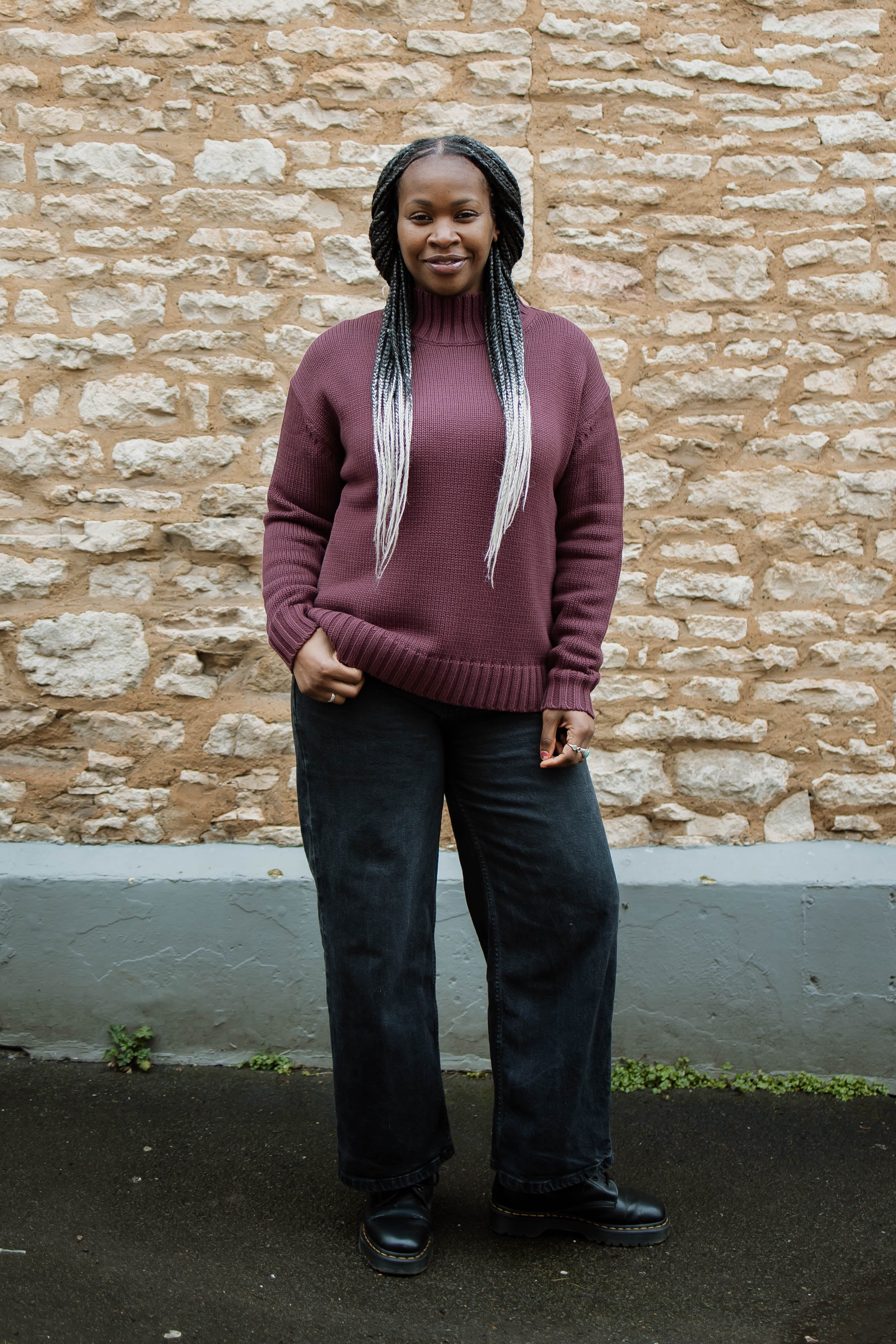 The Staple High Neck Jumper - Morello Cherry