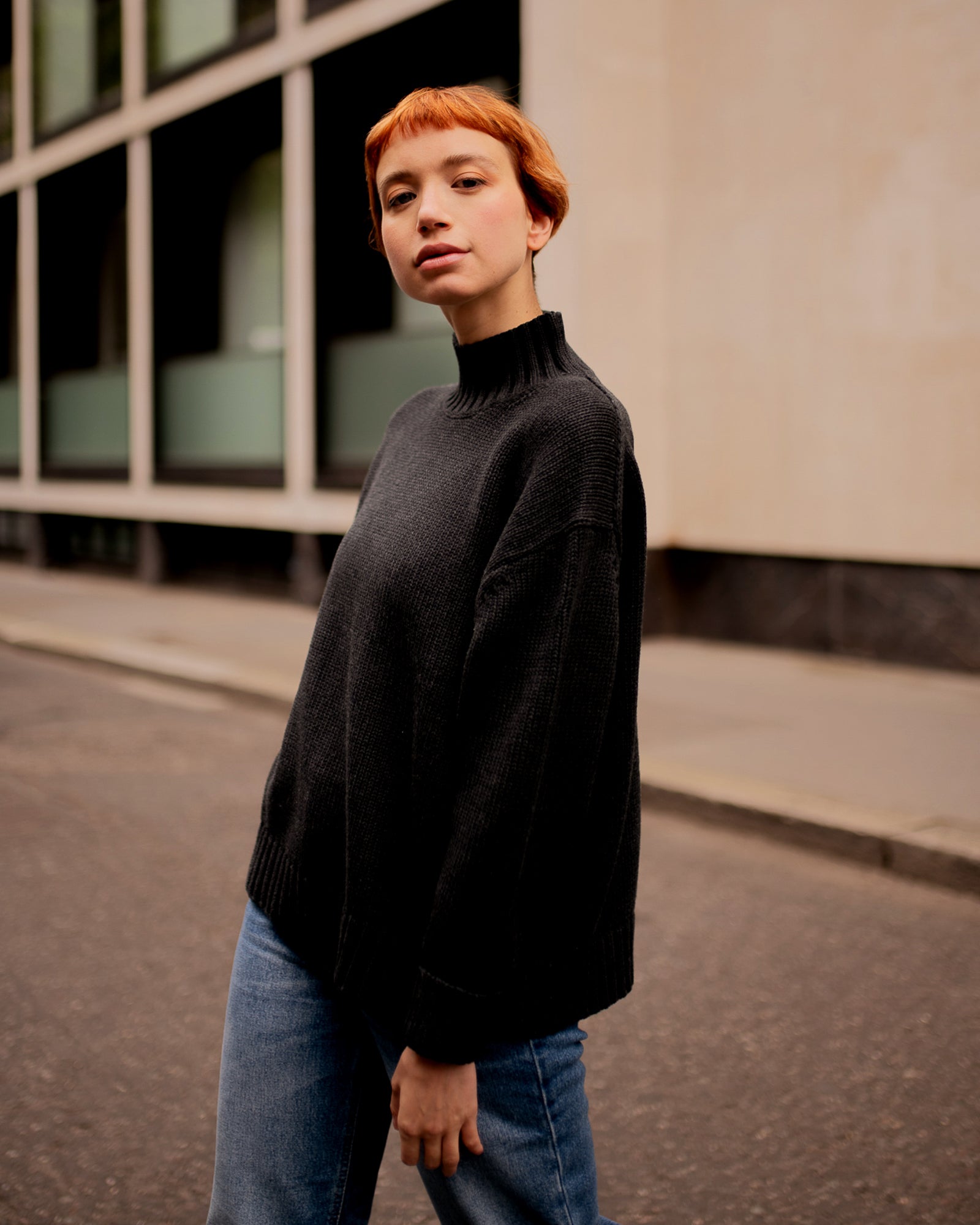 The Staple High Neck Jumper - Charcoal