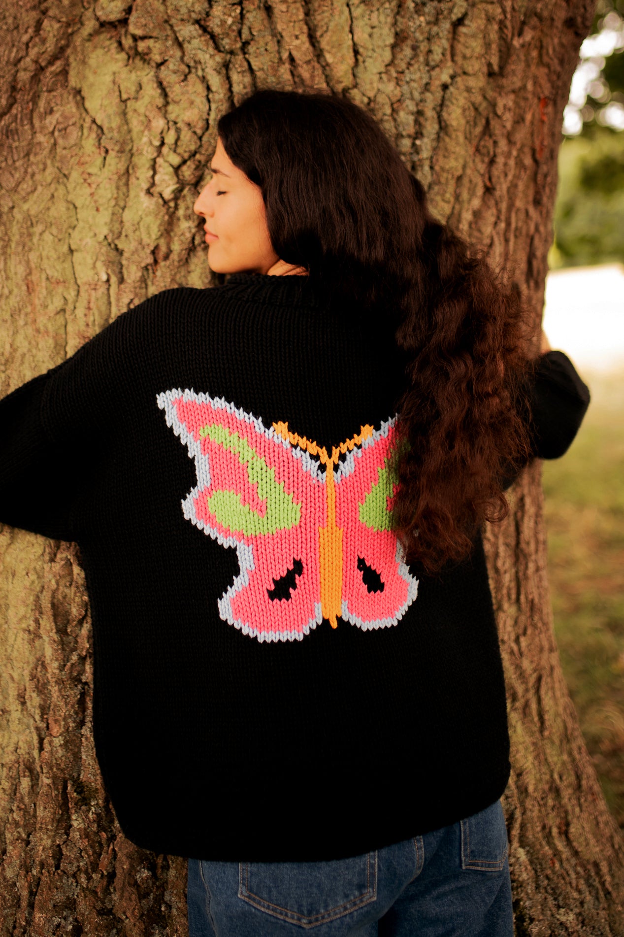 Neon Butterfly Hand Knit Jumper