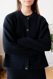 Boxy Crew Cardigan - Midnight Navy