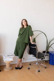 Knitted Shorts- Olive Green