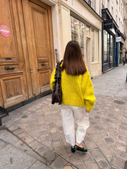 Aran Mohair Jumper - Bright Chartreuse