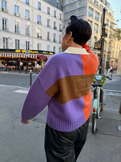 Rugby Merino Wool Top - Orange / Brown / Purple