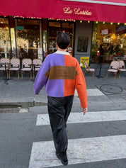 Rugby Merino Wool Top - Orange / Brown / Purple