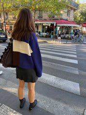 Rugby Merino Wool Top - Blue / Ecru / Dark Brown