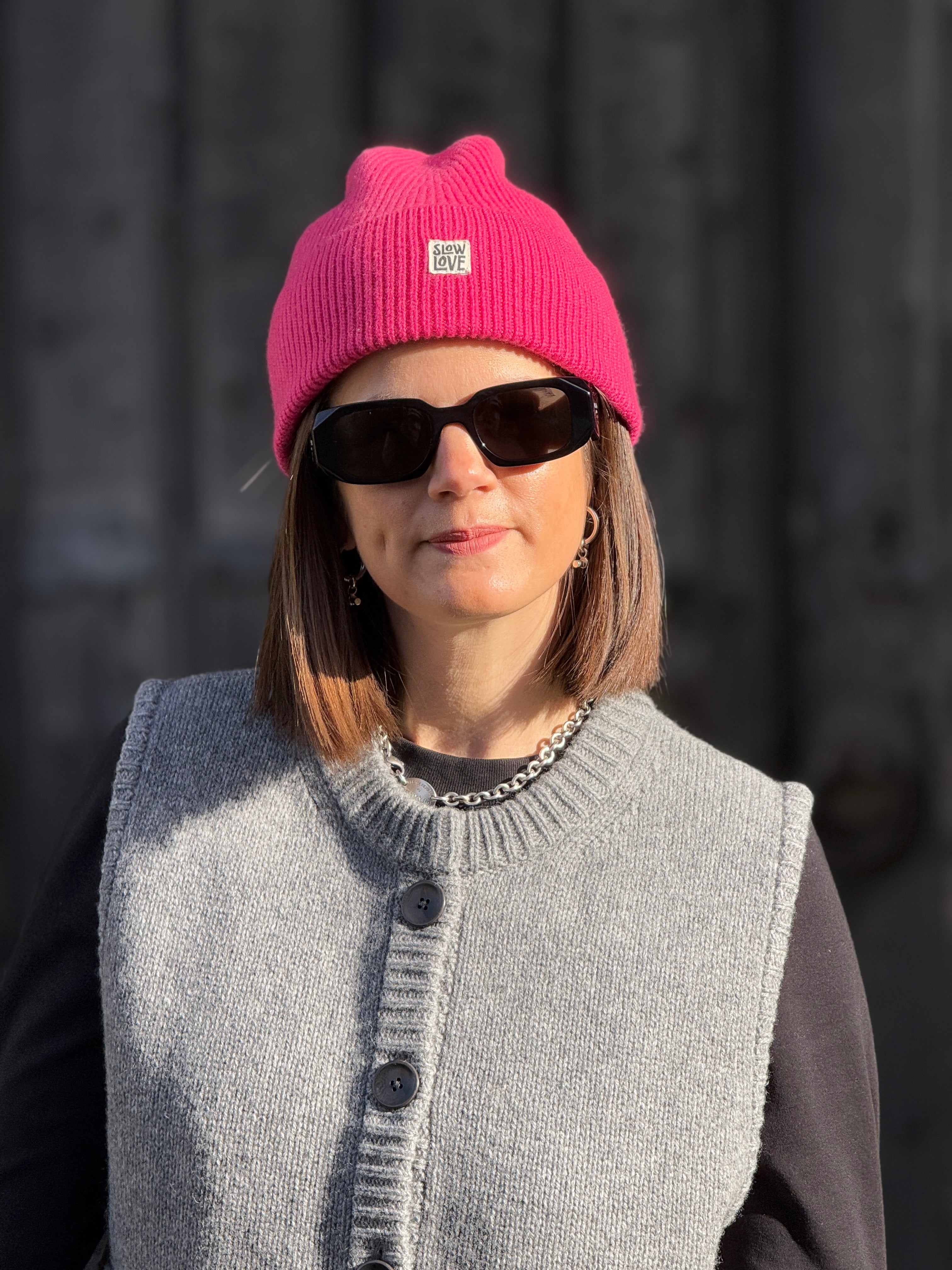 Staple Merino Wool Beanie - Cerise