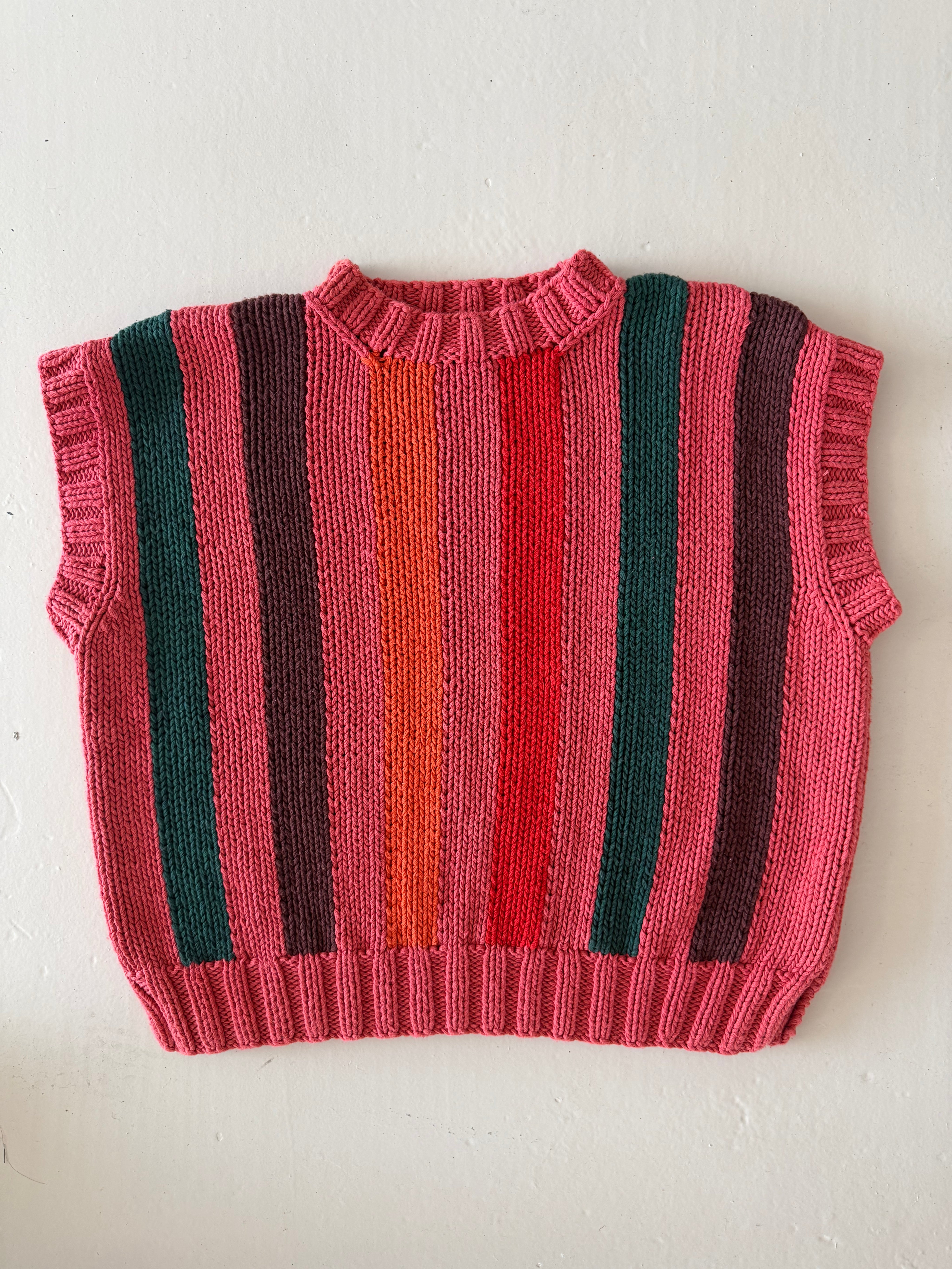 SAMPLE SALE - Reworked Hand Knit Tank RED