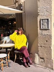 Aran Mohair Jumper - Bright Chartreuse