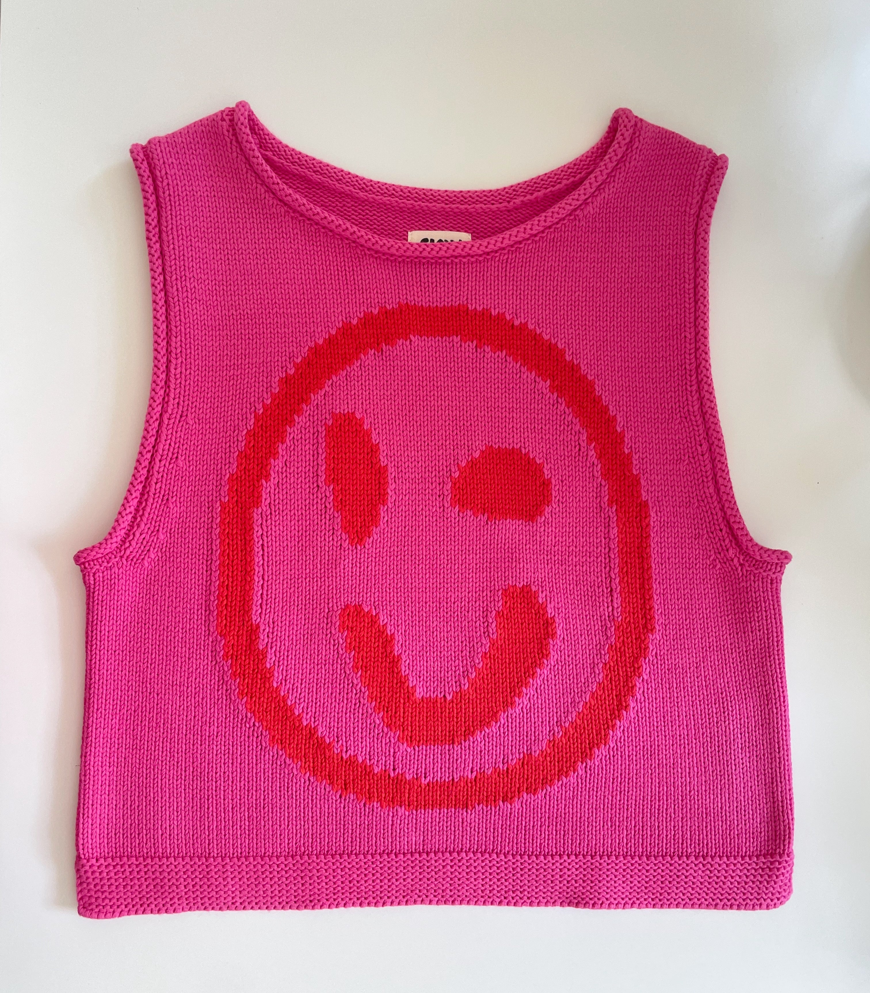 Old Skool Cotton Tank Top - Pink & Red