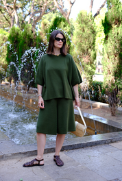 Knitted Shorts- Olive Green