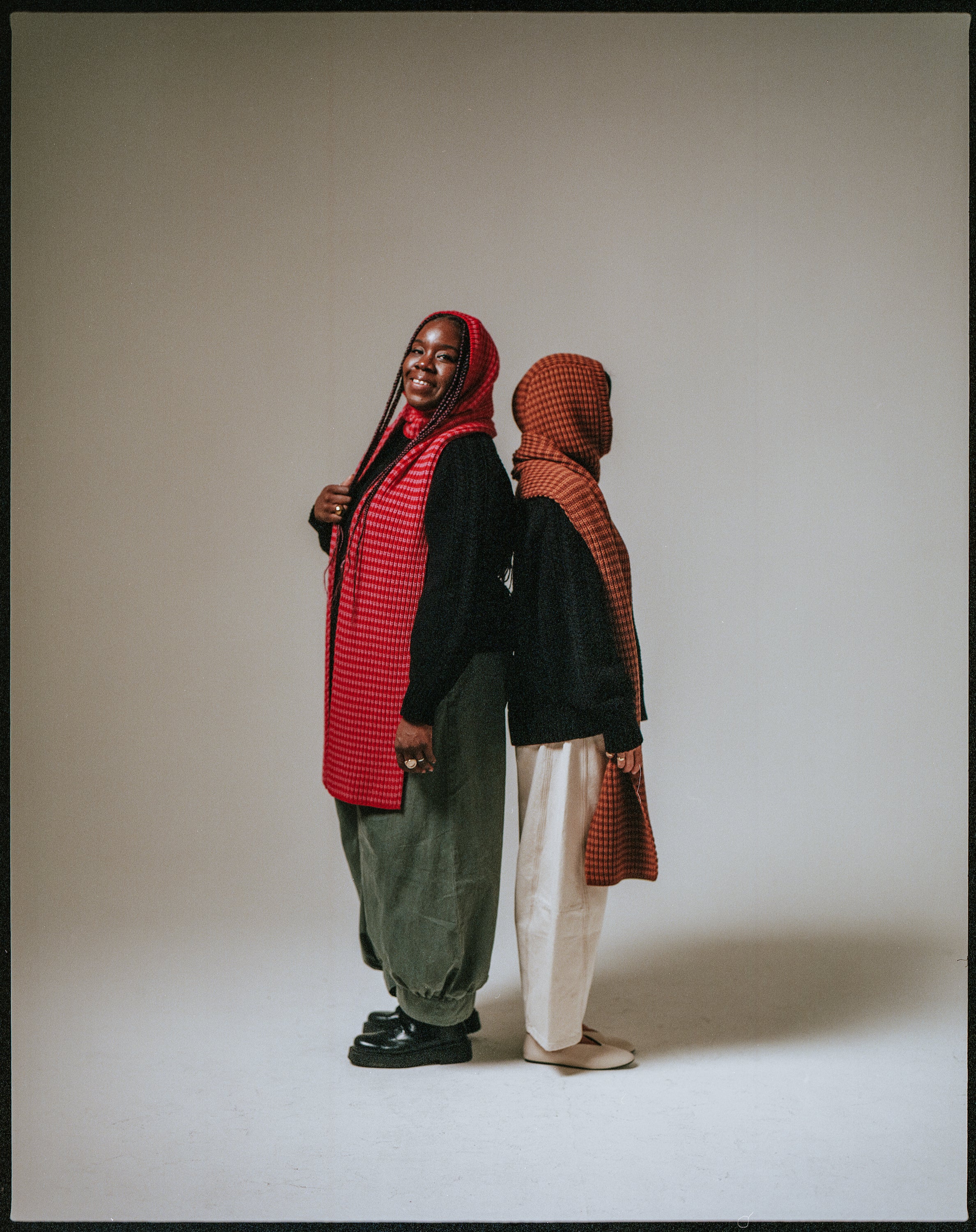 Fisherman Stripe Wool Hood - Pink & Red