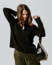 Plisse Extra Fine Merino Wool Jumper - Black & Gold