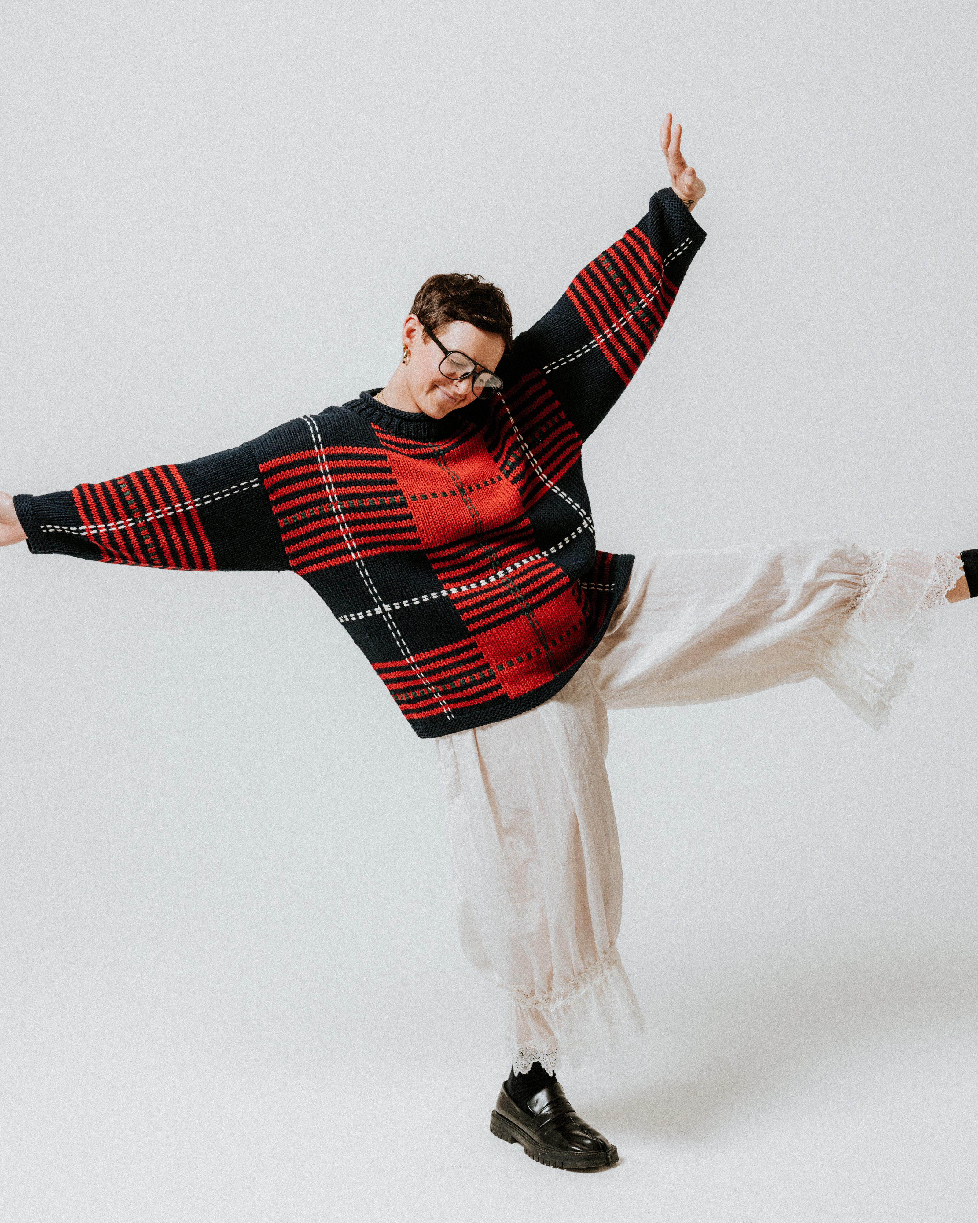 Oversized Plaid Handknit Jumper
