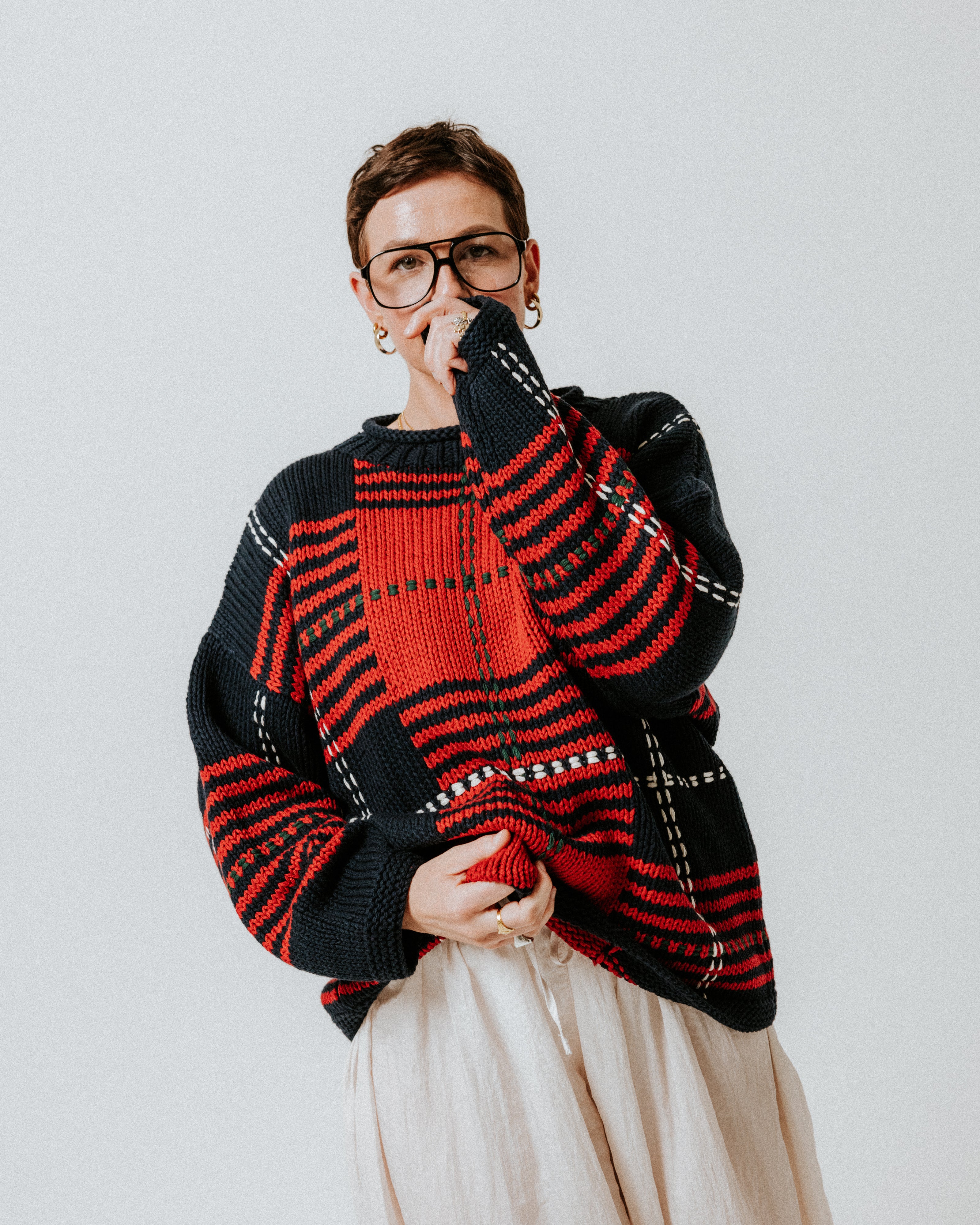 Oversized Plaid Handknit Jumper