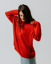 Extra Fine Merino Wool Turtle Neck Jumper - Picante Red