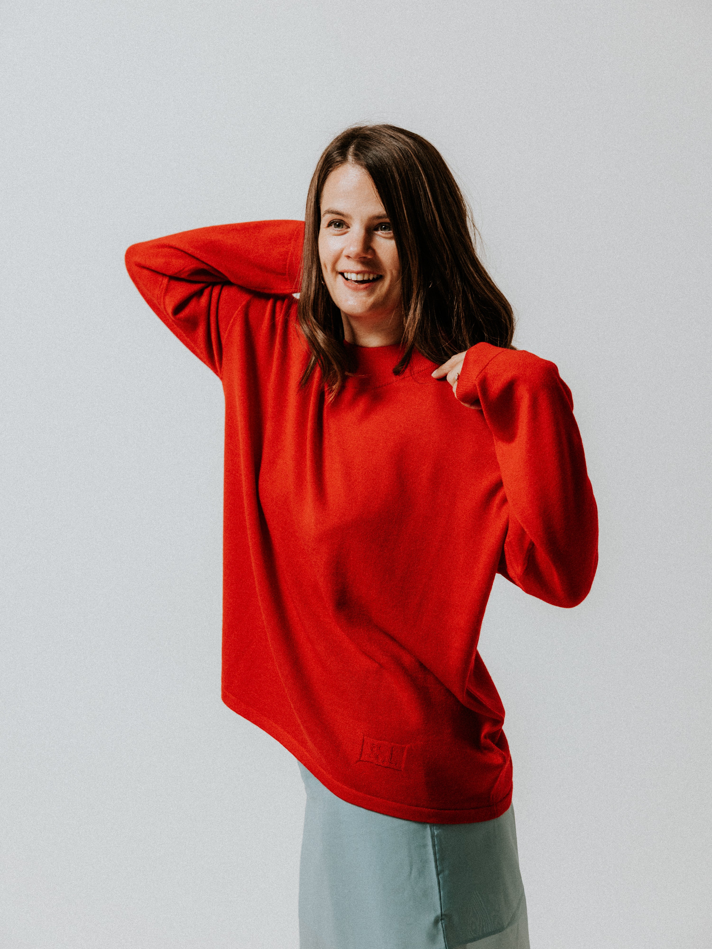 Extra Fine Merino Wool Turtle Neck Jumper - Picante Red