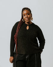 Plisse Extra Fine Merino Wool Jumper - Black & Gold