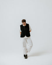 Fisherman Rib Wool Gilet - Black