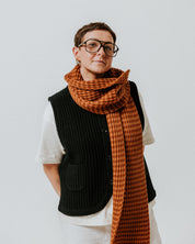 Fisherman Stripe Wool Scarf - Toffee & Brown