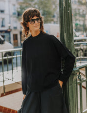 Extra Fine Merino Wool Turtle Neck Jumper - Black