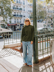 Extra Fine Merino Wool Turtle Neck Jumper - Khaki