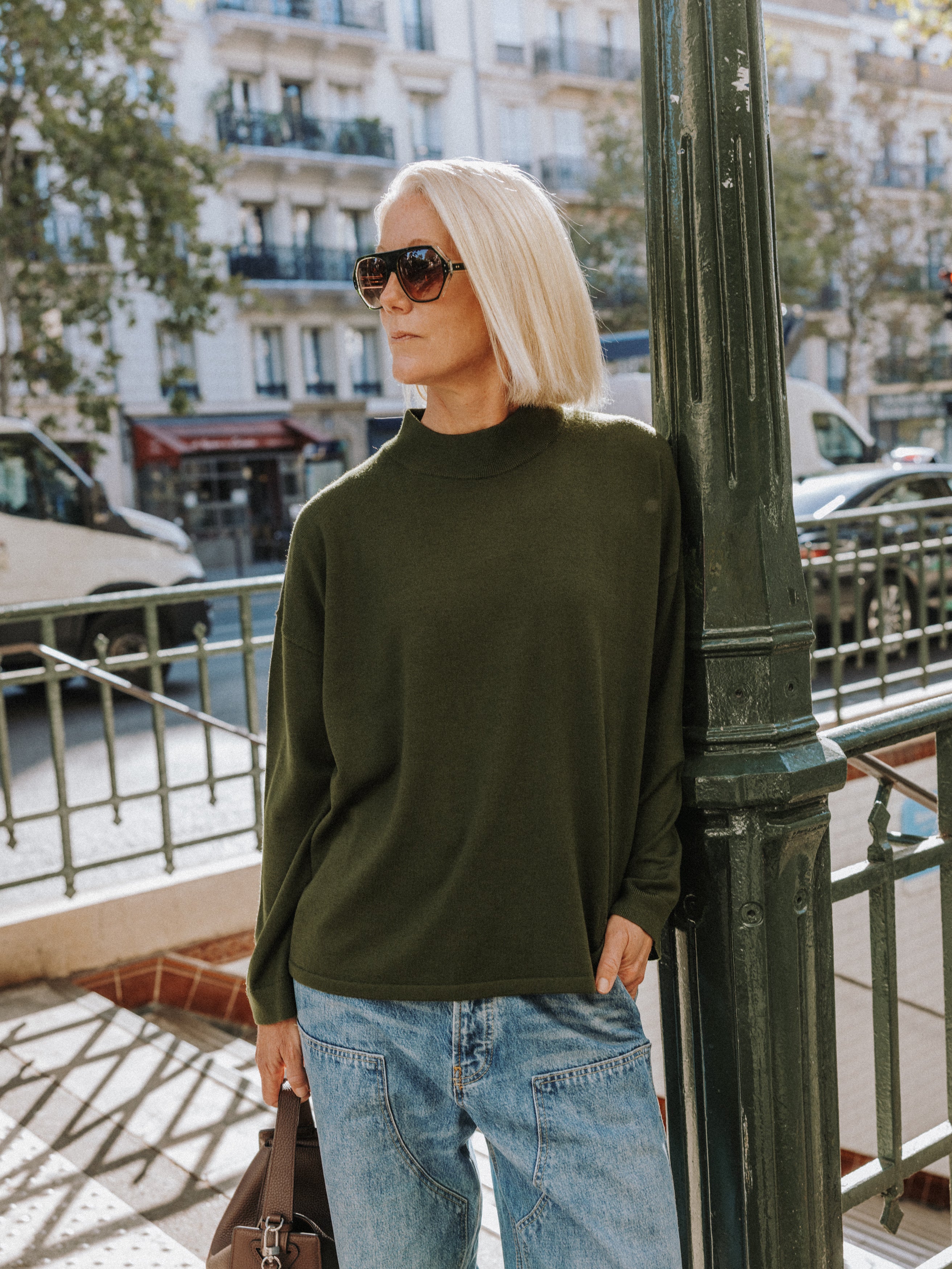Extra Fine Merino Wool Turtle Neck Jumper - Khaki