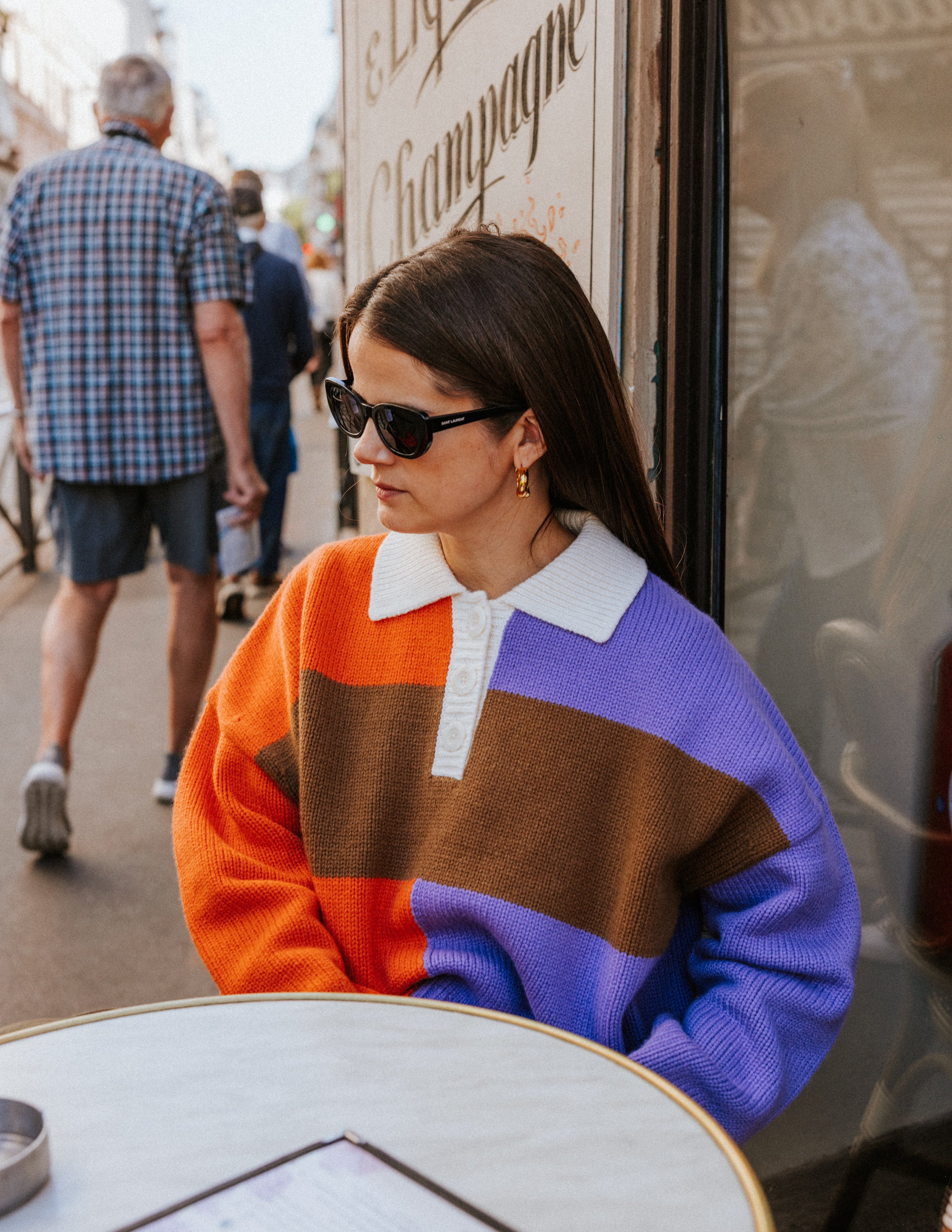 Rugby Merino Wool Top - Orange / Brown / Purple