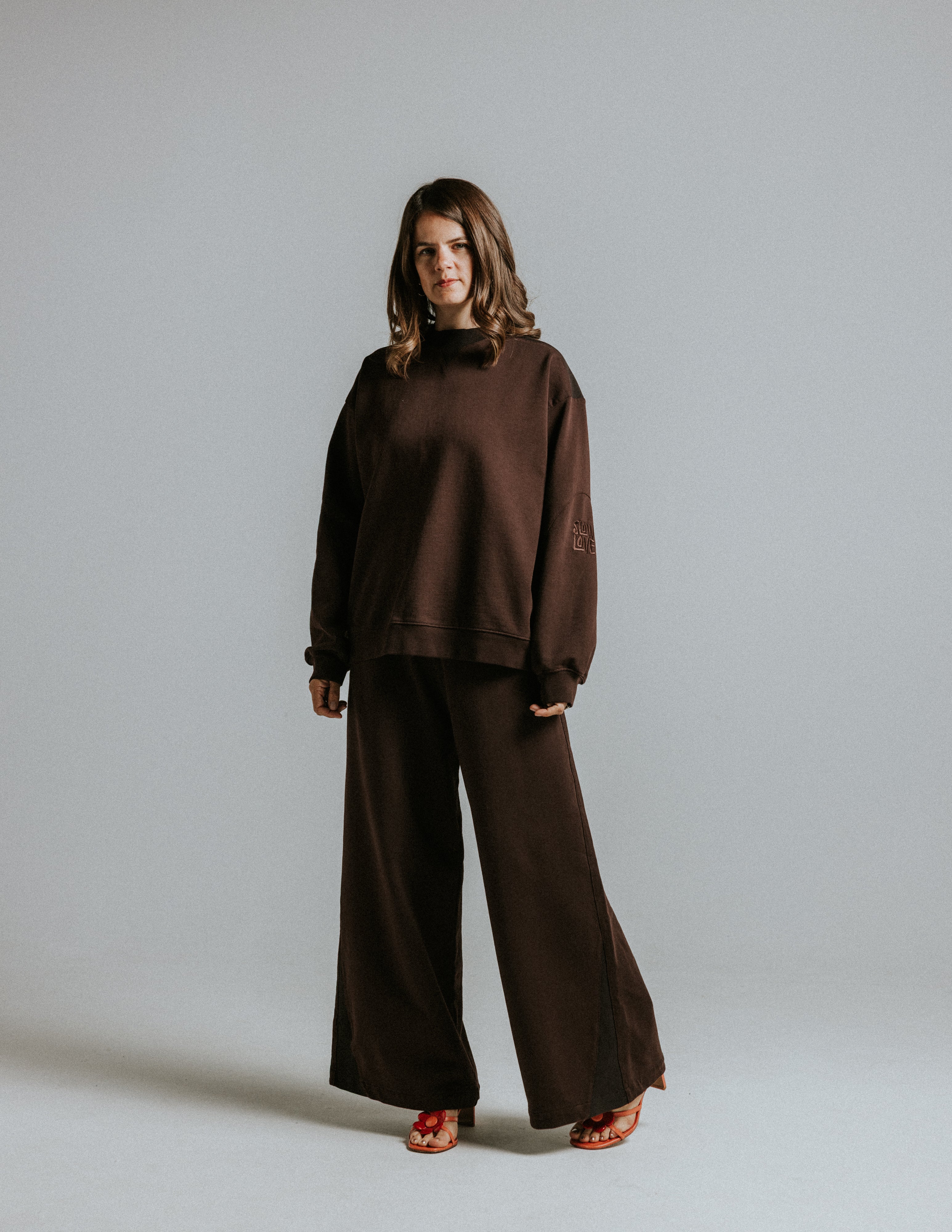 Rib Palazzo Sweatpants - Espresso
