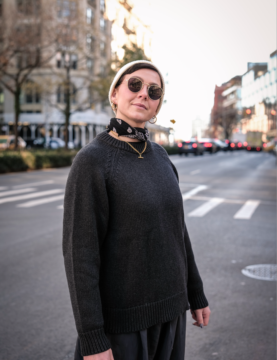 Relaxed boxy Charcoal Staple Crew Jumper in 100% cotton by Slow Love Knitwear