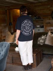 Premium faded black Compass t-shirt with a structured oversized fit and heavyweight organic cotton construction.