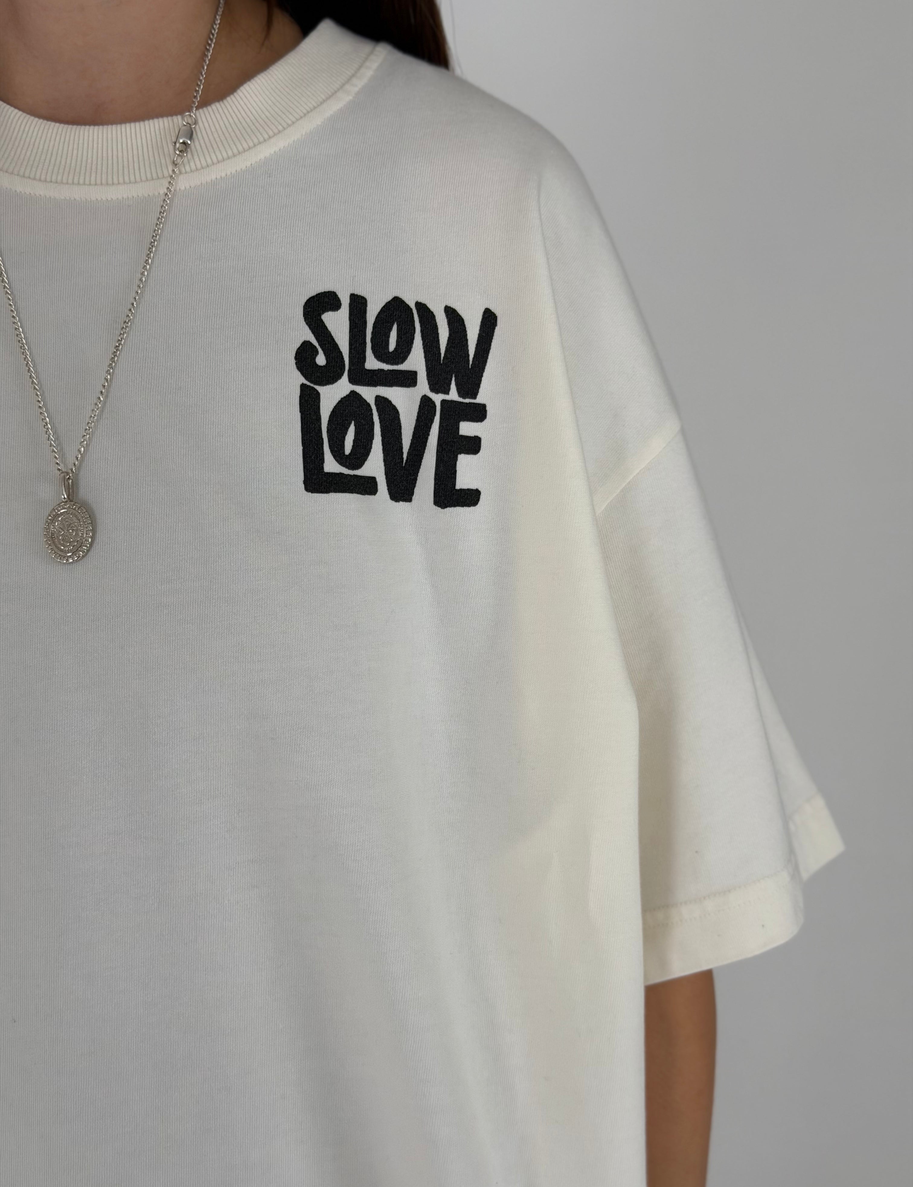 Close-up of Feel Good graphic print on organic cotton t-shirt