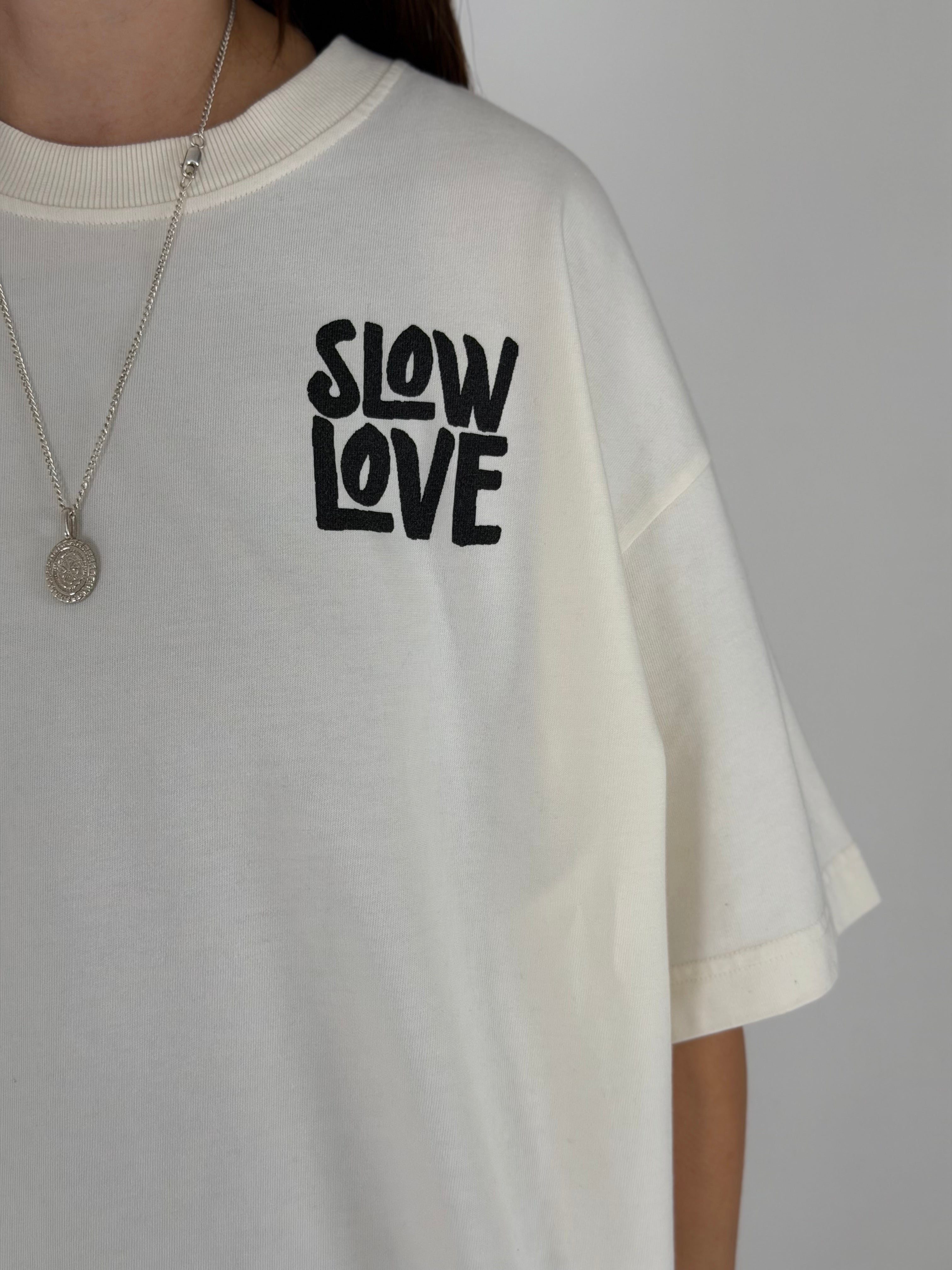 Close-up of Feel Good graphic print on organic cotton t-shirt