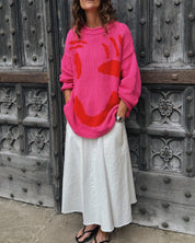The FEEL GOOD Hand Knit Jumper Pink & Red
