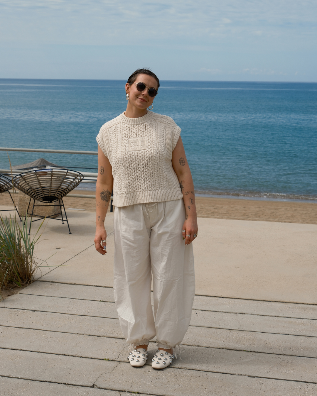 Sleeveless Aran knit tank top based on the sell-out Slow Love Knitwear Aran jumper