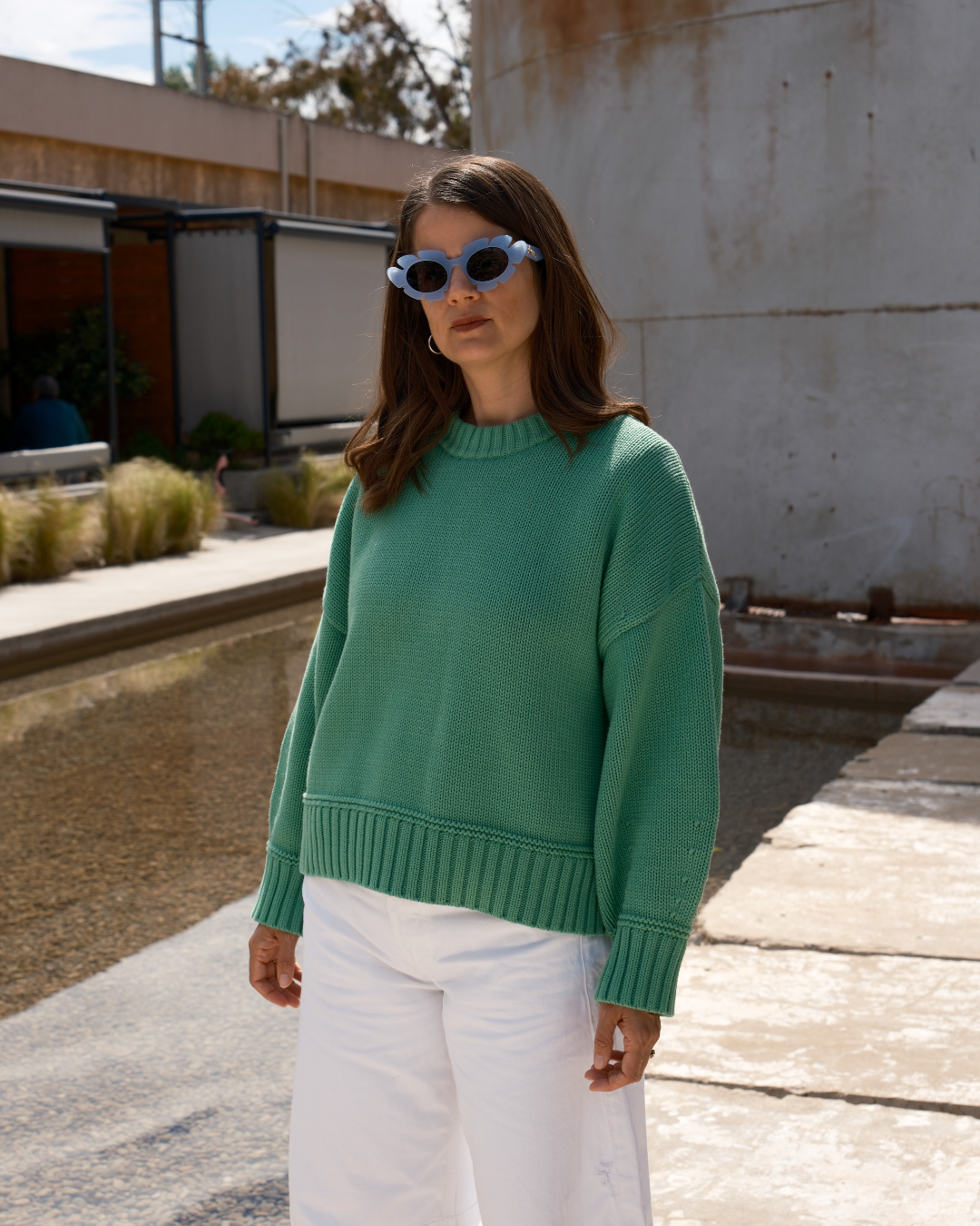 Slow Love Knitwear balloon jumper in 100% cotton with oversized boxy fit and balloon sleeves