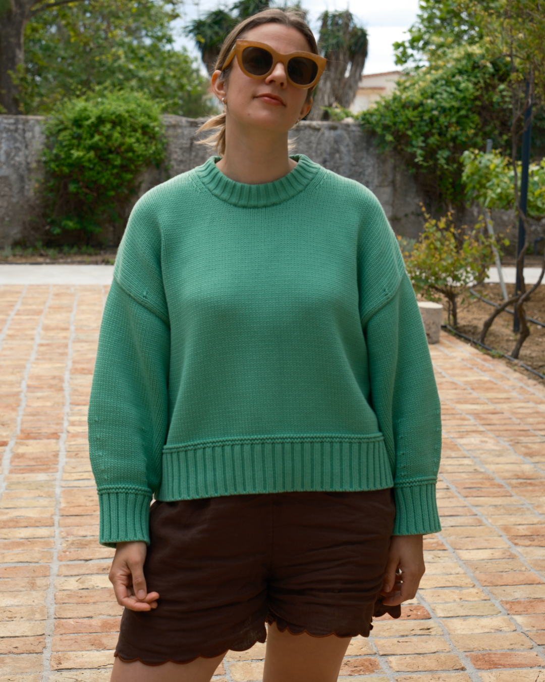 Super boxy cotton knit jumper with flattering balloon style sleeves