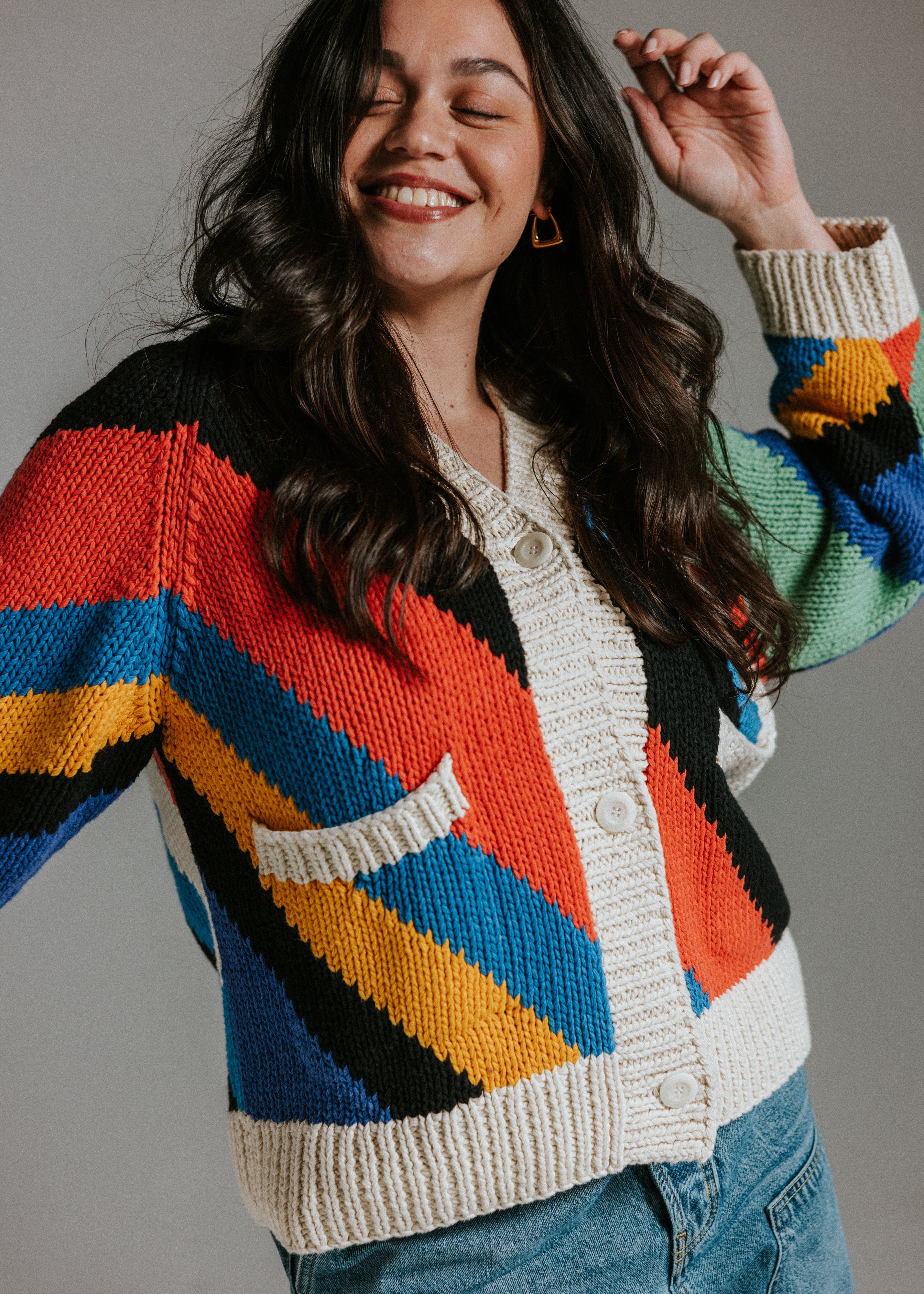 Diagonal Stripe Hand Knit Cardigan – The Slow Love